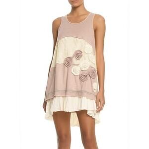 Ryu Dress Womens Size S Beige Cream Tiered Lace Rosette Romantic Boho